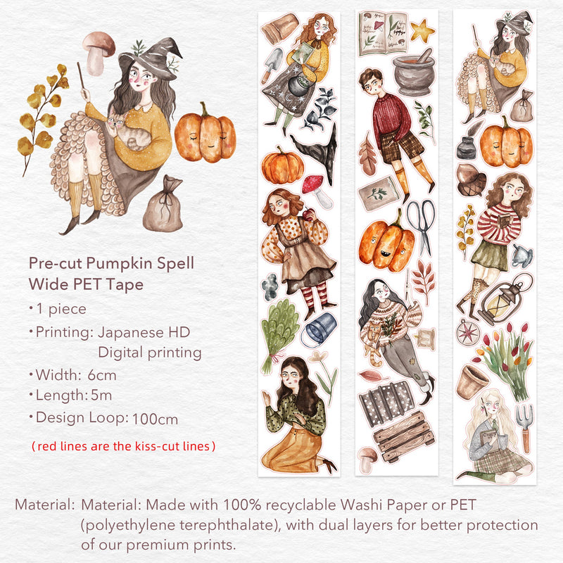 The Washi Tape Shop - Pre-cut Pumpkin Spell Wide Washi/PET Tape