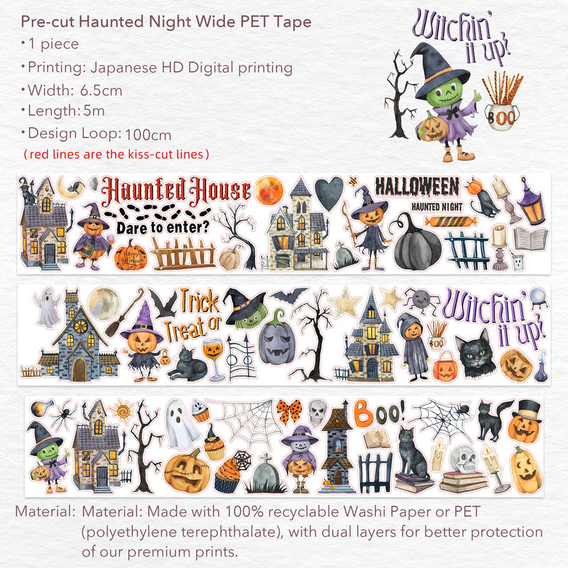 The Washi Tape Shop - Pre-cut Haunted Night Wide Washi/PET Tape