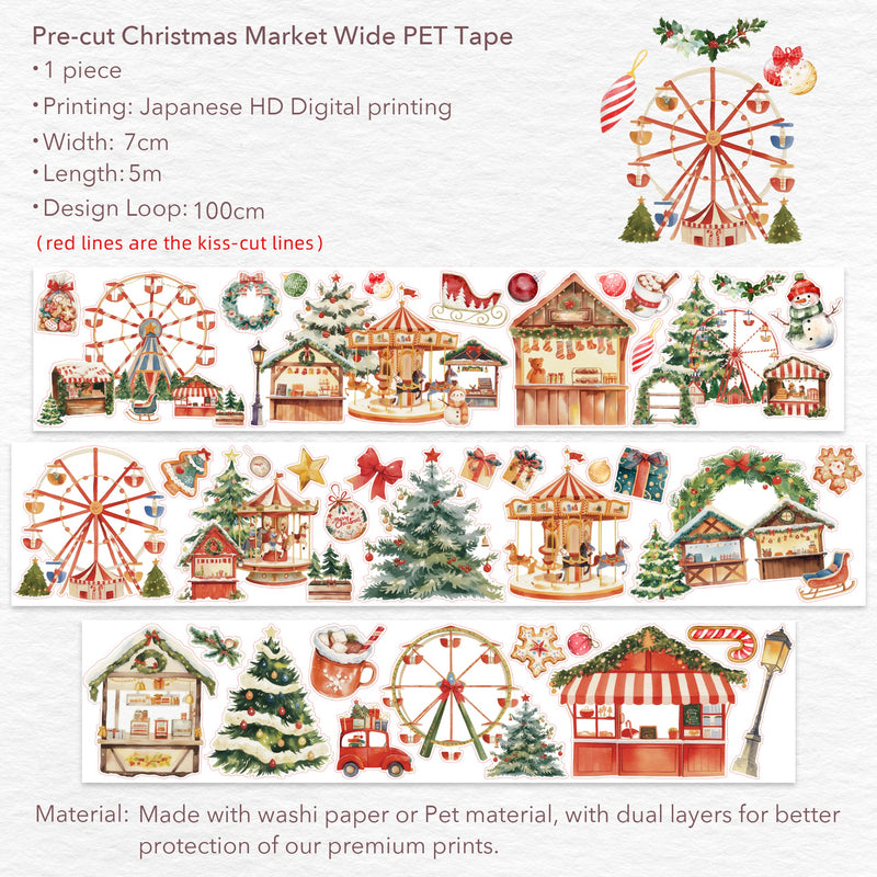 The Washi Tape Shop - Pre-cut Christmas Market Wide Washi/PET Tape