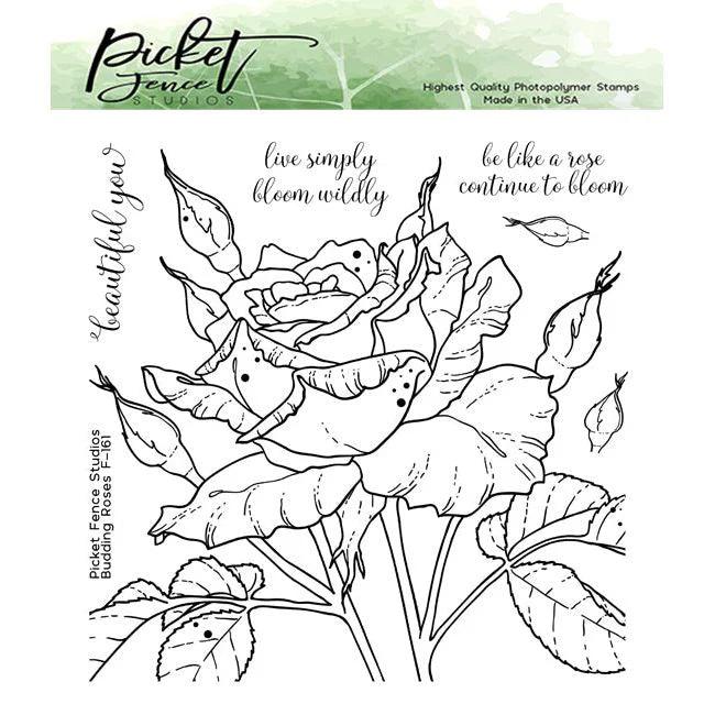 Picket Fence Studios - Clear Photopolymer Stamps - Budding Roses - Root & Company