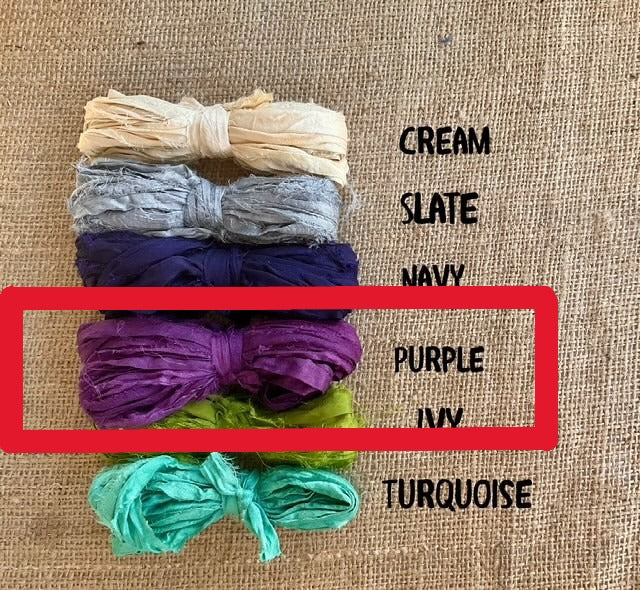 RiverHaus - Torn Silk Sari Ribbon - 5 yards - Purple