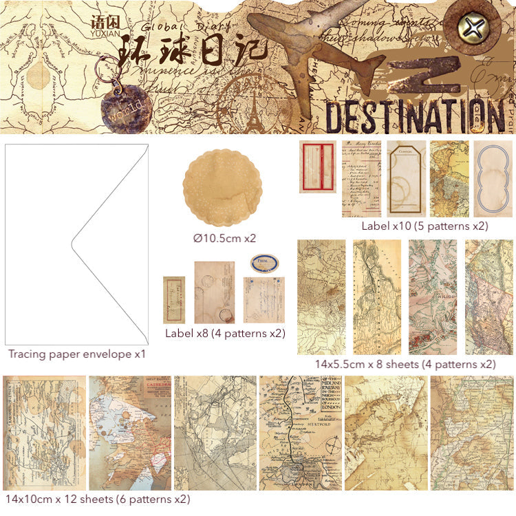 Time Collection Retro Material Pouch for Journaling