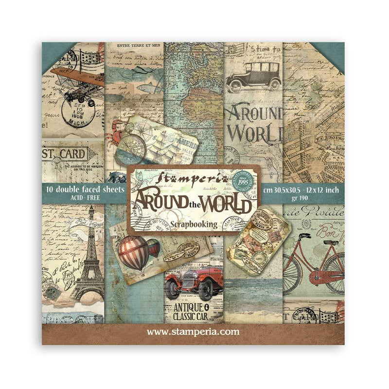 Scrapbooking Pad 10 Sheets 12"x12" - Around the World - Root & Company