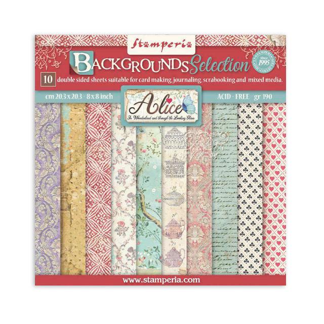 Scrapbooking Small Pad 10 Sheets 8"X8" Backgrounds Selection - Alice - Root & Company