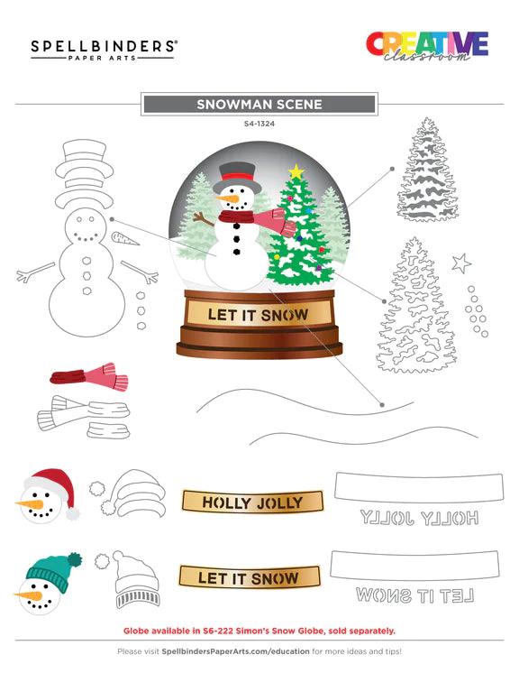 Snowman Scene Etched Dies From The Simon's Snow Globes Collection By Simon Hurley - Root & Company