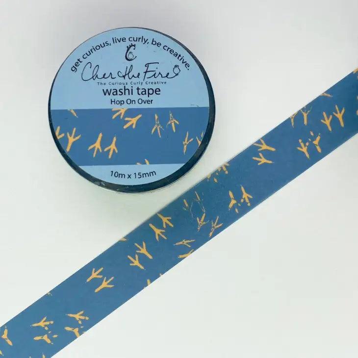 Washi Tape, Bird Tracks, Blue/Yellow, Hop On Over - 15mm - Root & Company