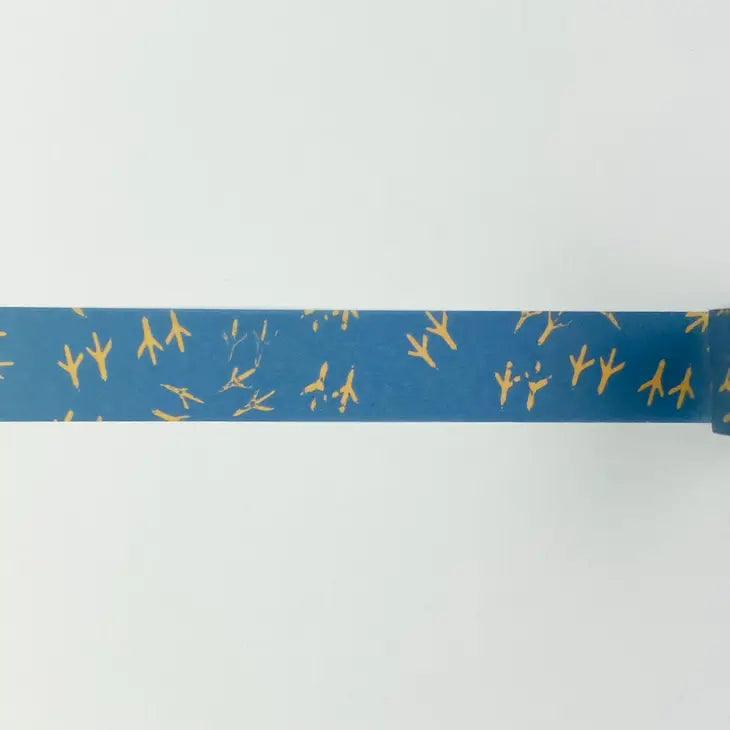 Washi Tape, Bird Tracks, Blue/Yellow, Hop On Over - 15mm - Root & Company